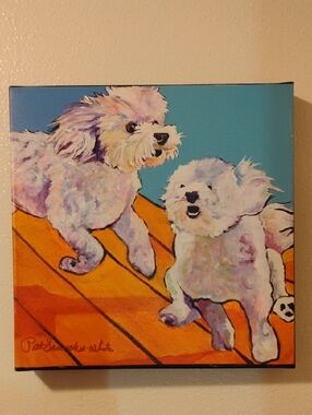 Playful White Bichon-Inspired Canvas Wall Art